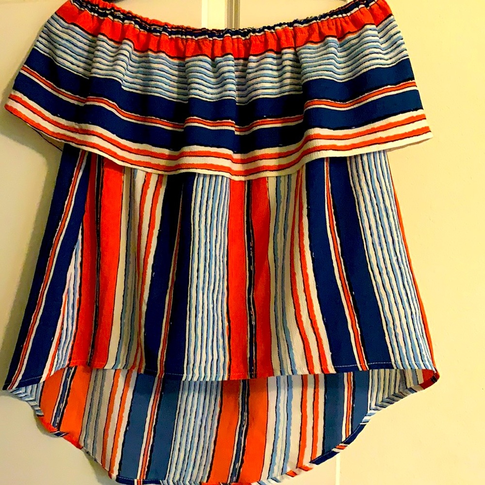 Cute striped off shoulder top!